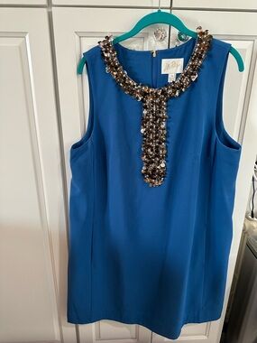 Lilly Pulitzer Blue Shift Dress with Gold Edita shift dress nwt